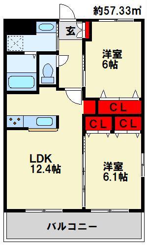 レムリア(2LDK/1階)の間取り写真
