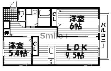 コーラル ミナン(2LDK/2階)の間取り写真