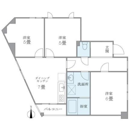 西落合ハウス(3DK/3階)の間取り写真