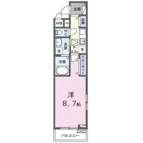 ヒカルサ西所沢ノース(1K/1階)の間取り写真