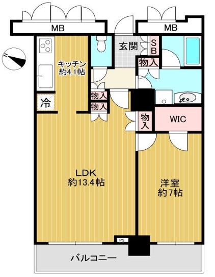 ローレルスクエア大阪ベイタワー(1LDK/12階)の間取り写真