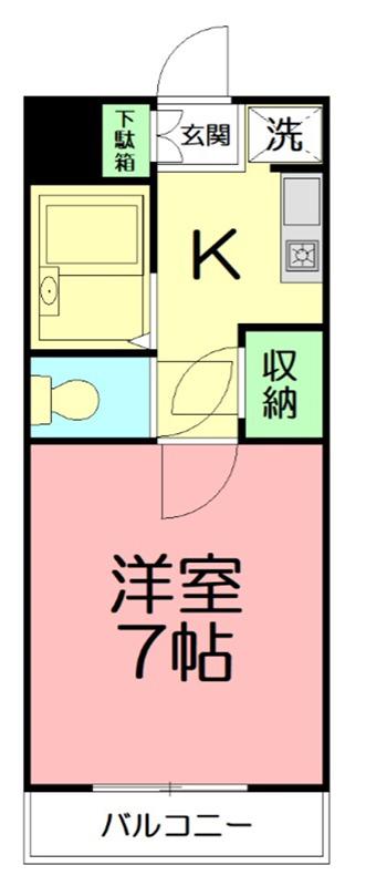横浜元町ガーデン2(1K/2階)の間取り写真