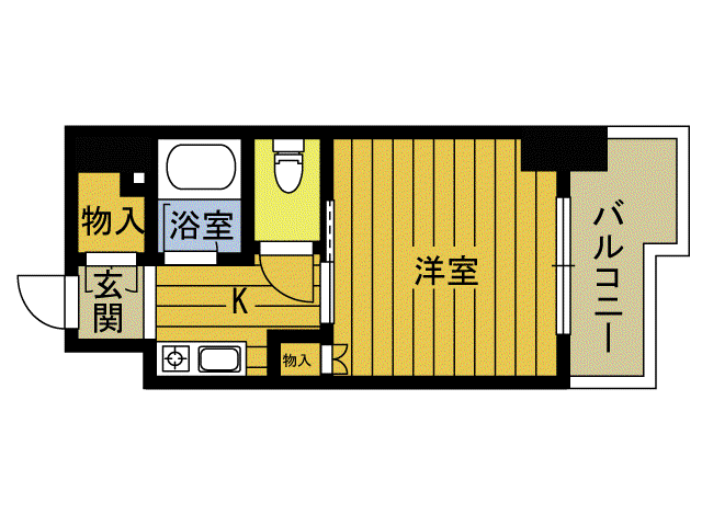 ベルエール大分大在(1K/5階)の間取り写真