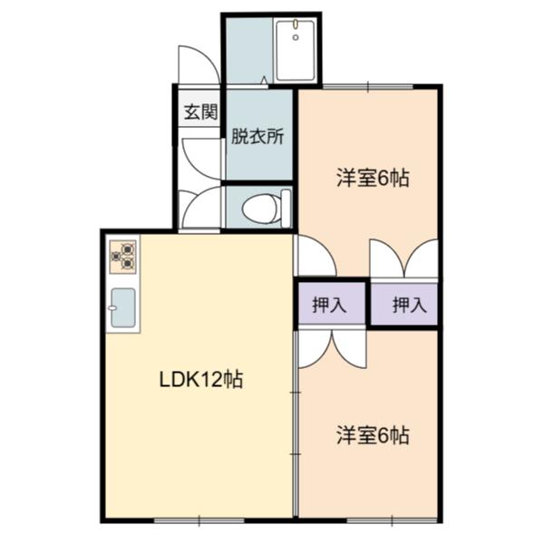 コーポツカサ(2LDK/1階)の間取り写真