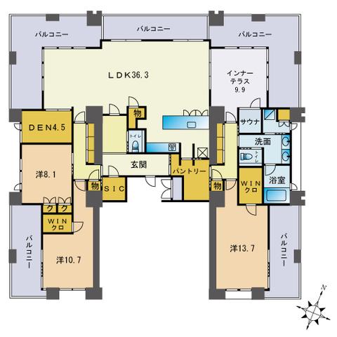CAITAC LIVINCOURT(3SLDK/22階)の間取り写真