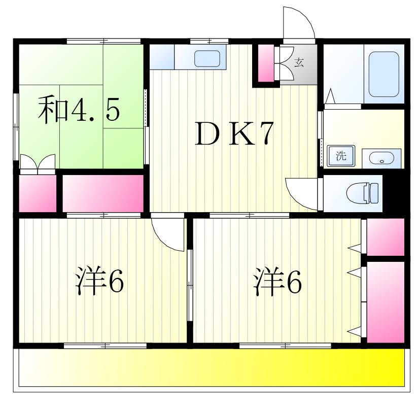 フジハイツII(3DK/2階)の間取り写真