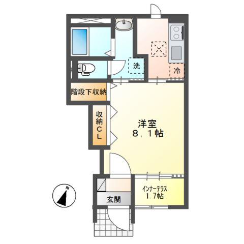 FAMILIE B (1K/1階)の間取り写真
