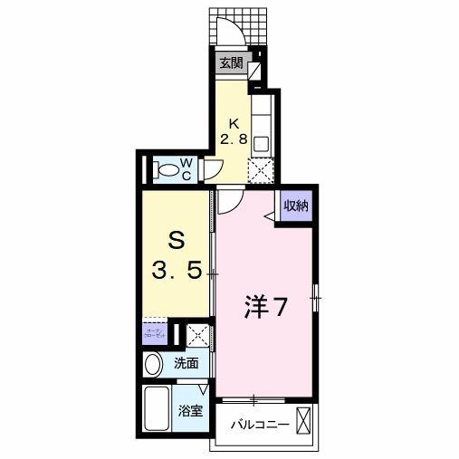 クロス ウイング I(1SK/1階)の間取り写真