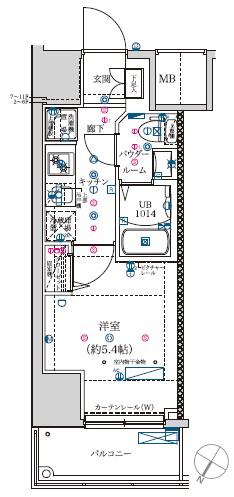 フェルクルールプレスト堀切菖蒲園(1K/10階)の間取り写真