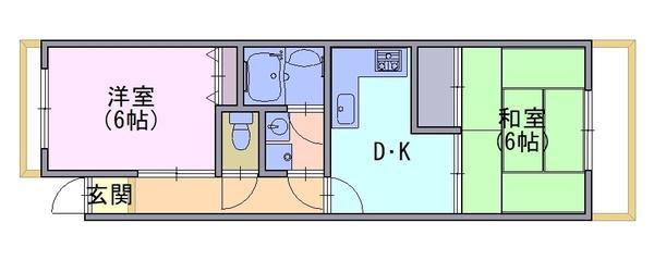 長岡中央第一ビル(2DK/2階)の間取り写真