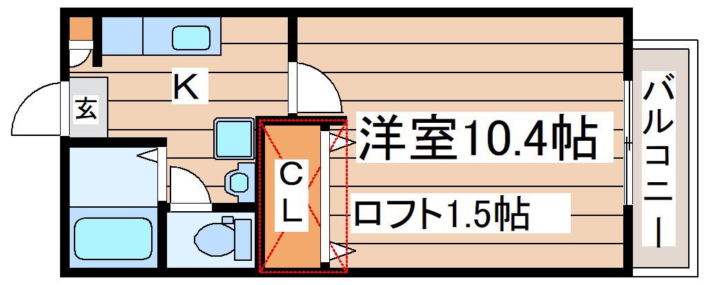 シンフォニア(1K/1階)の間取り写真
