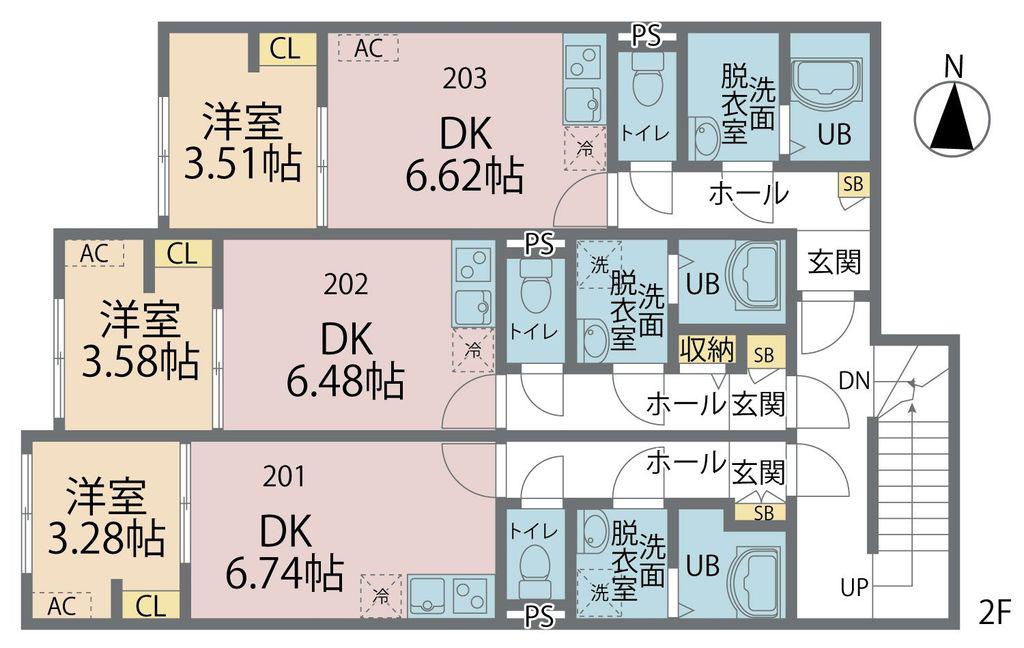 カインドネス七里(1DK/2階)の間取り写真