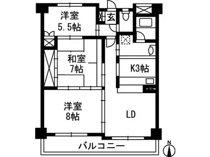 ハートフルライフIWASAIII(3LDK/3階)の間取り写真