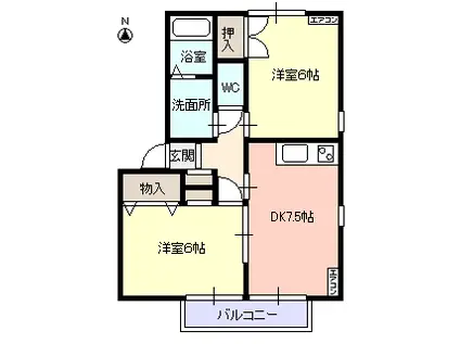 シャルス メゾンB棟(2DK/2階)の間取り写真