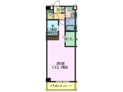 スリーディーガーデン本山(1K/2階)の間取り写真