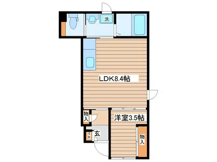 ヒールコートI(1LDK/1階)の間取り写真