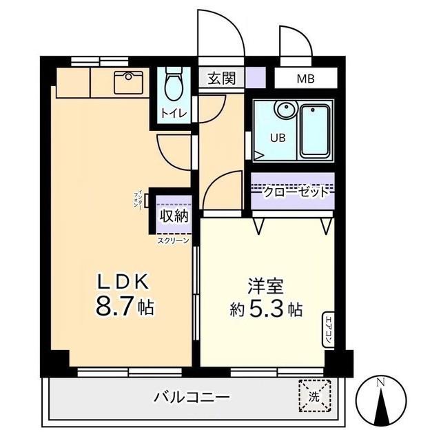 信開トピア下赤江(1LDK/3階)の間取り写真