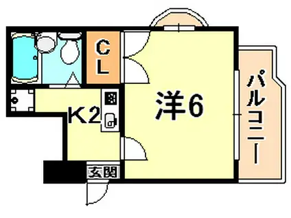 シャルマンフジ灘弐番館(1K/4階)の間取り写真