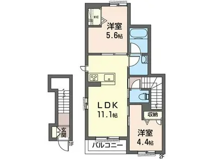SHAMAISON高山(2LDK/2階)の間取り写真