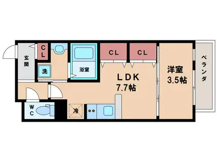 シスイル長居(1LDK/2階)の間取り写真