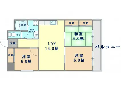 清川ビル(3LDK/4階)の間取り写真