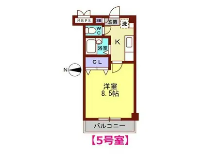 ピュアハイム北安江(1K/1階)の間取り写真