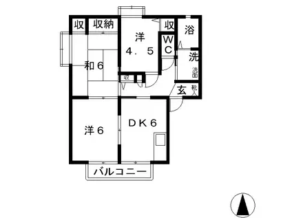 ソレイユA棟(3DK/2階)の間取り写真