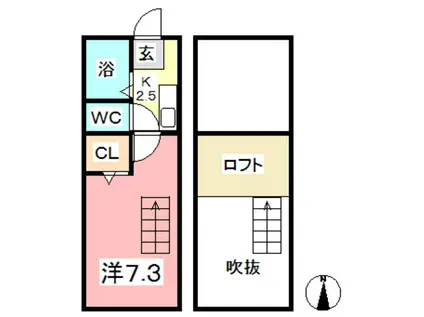 ケイコーポ老松(1K/2階)の間取り写真
