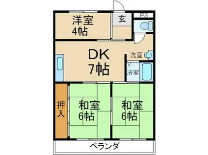 報徳ハイツ(3DK/3階)の間取り写真