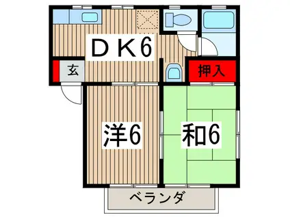 三上ハイツI(2DK/2階)の間取り写真