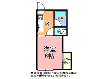 ハイツ堀町(1K/1階)の間取り写真