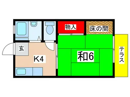 ヴィラ桔梗(1K/1階)の間取り写真