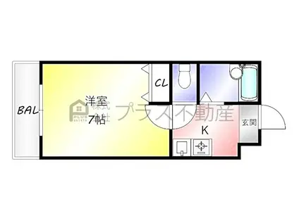 FLAT3 松本(1K/4階)の間取り写真