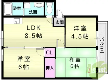 ラプラーニュ弐番館(3LDK/2階)の間取り写真
