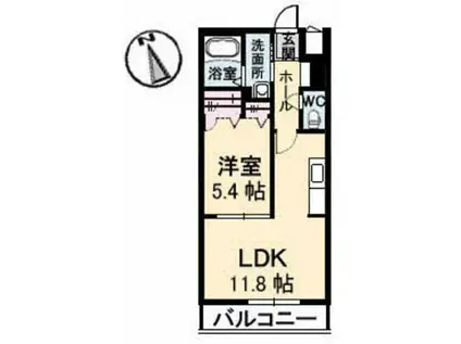 エルミタージュ3番館(1LDK/2階)の間取り写真