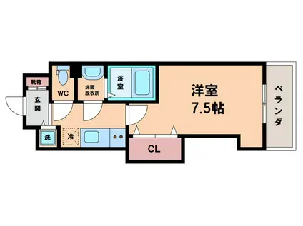 LUXE我孫子(1K/2階)の間取り写真