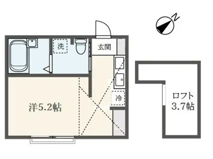 ソレイユコート横浜(ワンルーム/1階)の間取り写真