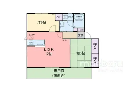 パルティール千里 B棟(2LDK/1階)の間取り写真