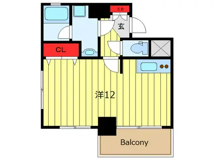 レジェンド日暮里II(ワンルーム/11階)の間取り写真