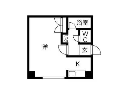 藤井ビル北17条III(1K/4階)の間取り写真