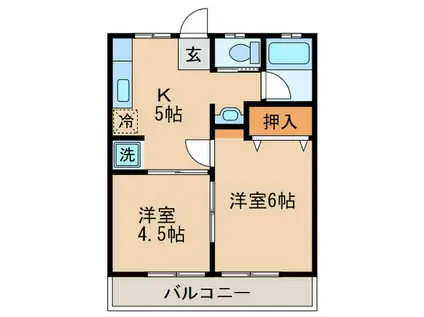 串田ハイツ1号棟(2K/2階)の間取り写真