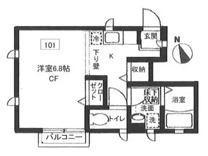 シャルマン吉祥寺(1K/1階)の間取り写真