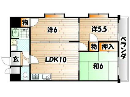 ニューエバーグリーン小倉(3LDK/7階)の間取り写真