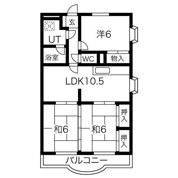 クローバーガーデンB(3LDK/3階)の間取り写真