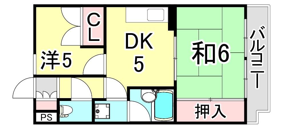 フローレンス西宮I(2DK/1階)の間取り写真