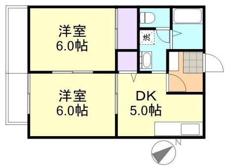 エンデバーB棟(2K/2階)の間取り写真
