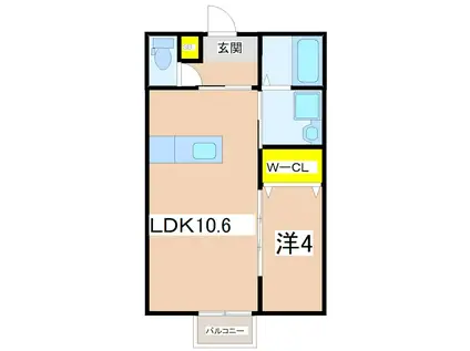 AMBER B(1LDK/1階)の間取り写真