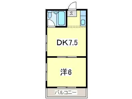 コーポ矢巾B(1DK/1階)の間取り写真