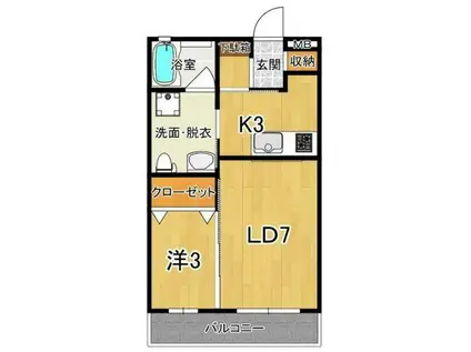 サクシードU.II(1LDK/1階)の間取り写真