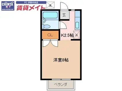 メゾンMIO(ワンルーム/1階)の間取り写真